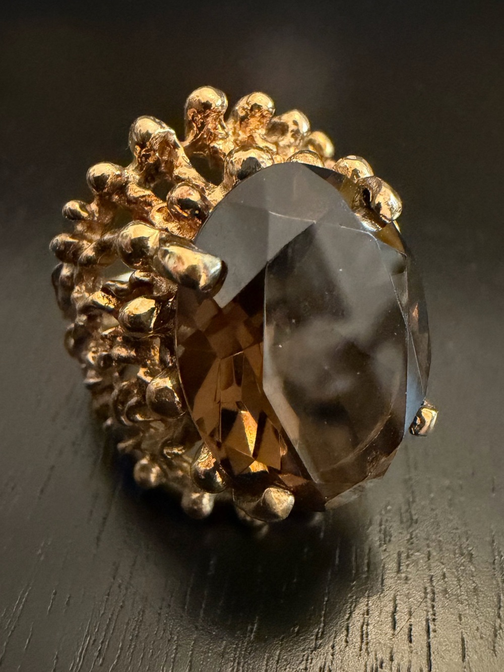 Vintage Vendome 1960s Gold Tone Brutalist Sterling Silver Ring - SZ 7